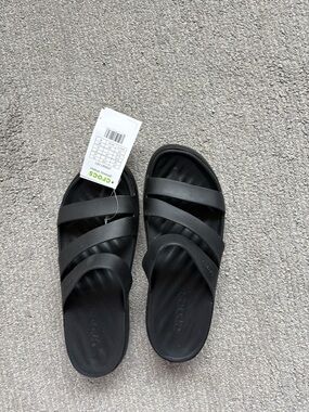 CROCS Black Women's Triple-Strap Slide Sandals